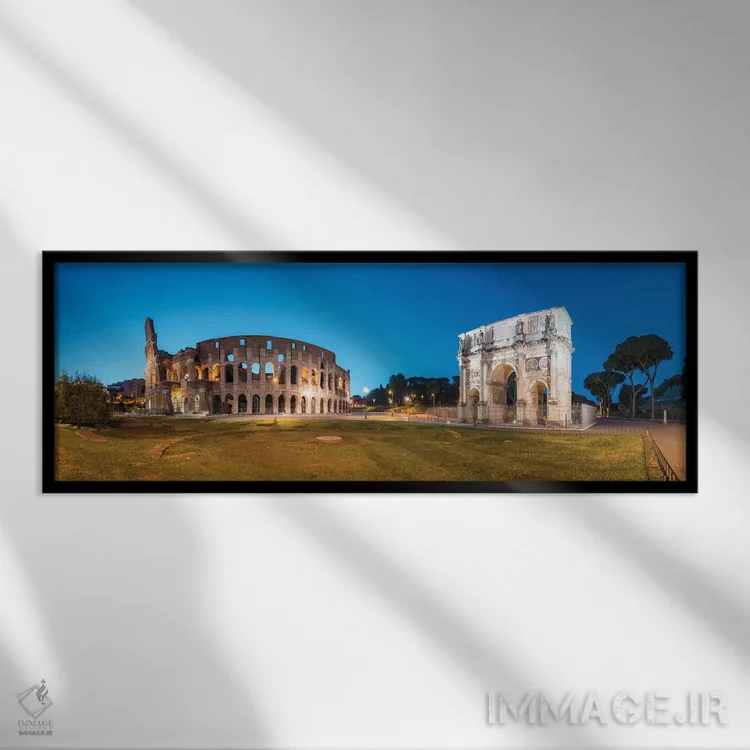 تابلو Rome, Italy,کلوسئوم و طاق کنستانتین در شب، رم، ایتالیا اثر یان بکه - نمای قابدار مشکی