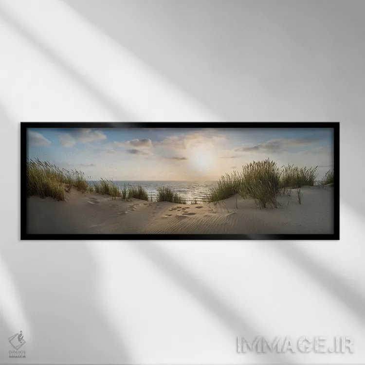 تابلو منظره پانورامای تپه شنی در غروب اثر یان بکه - نمای قابدار مشکی