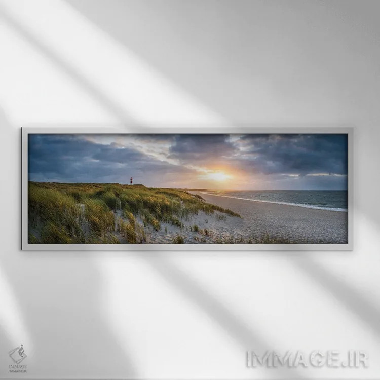 تابلو Sylt Island, Schleswig-Holstein, Germany I,غروب نزدیک فانوس دریایی لیست-اوست، جزیره زولت، اشلسویگ-هولشتاین، آلمان I اثر یان بکه - نمای قابدار سفید