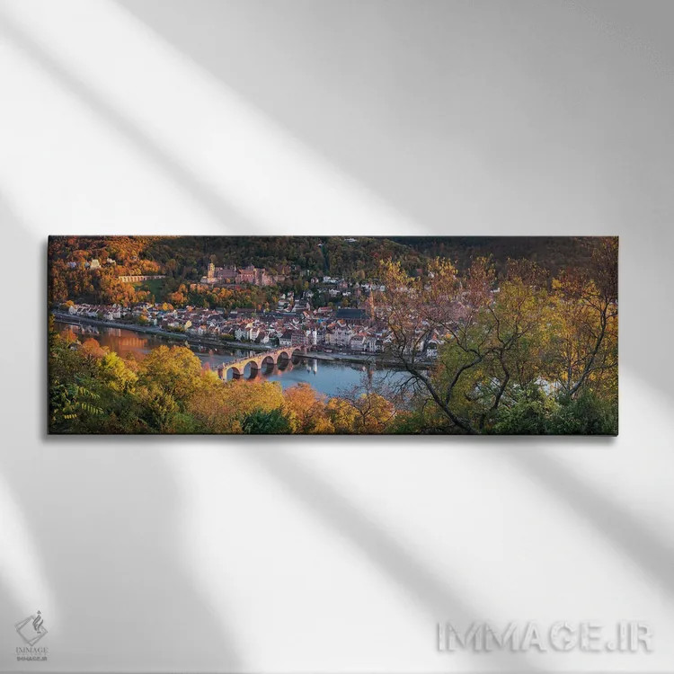 تابلو Baden-Wuerttemberg, Germany,نمای پانورامایی از بافت قدیمی هایدلبرگ در فصل پاییز، بادن-وورتمبگ، آلمان اثر یان بکه - نمای روبهرو روی دیوار