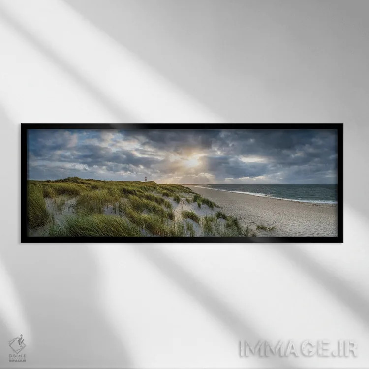 تابلو Sylt Island, Schleswig-Holstein, Germany II,غروب آفتاب نزدیک فانوس دریایی لیست-اوست، جزیره زولیت، اشلسویگ-هولشتاین، آلمان اثر یان بکه - نمای قابدار مشکی