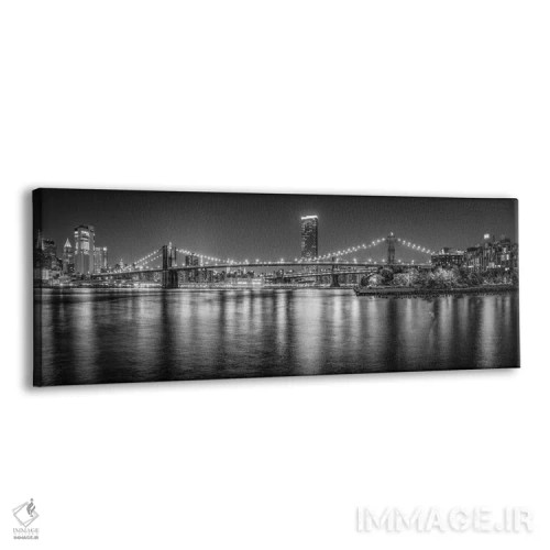 تابلو New York City, USA,پانورامای پل بروکلین به صورت سیاه و سفید، نیویورک، آمریکا اثر یان بکه - نمای پرسپکتیو محصول
