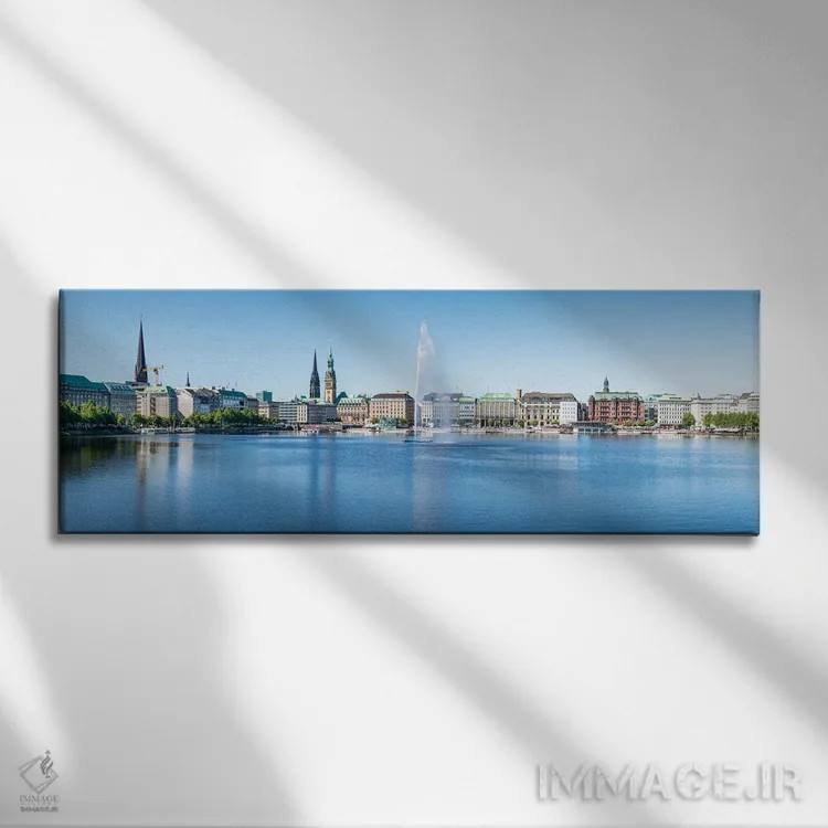 تابلو دریاچه اینر آلستر (بیننالستر) در تابستان اثر یان بکه - نمای روبهرو روی دیوار