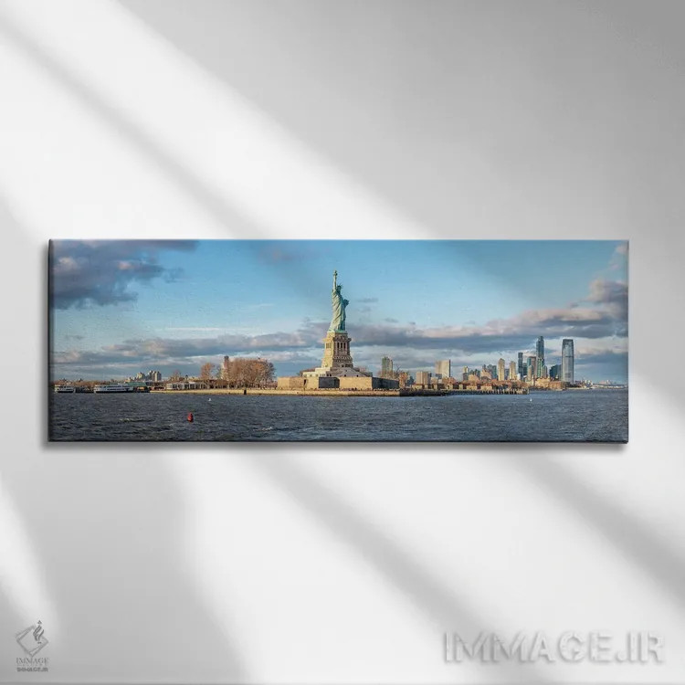 تابلو New York City, USA,جزیره آزادی با مجسمه آزادی، نیویورک، آمریکا اثر یان بکه - نمای روبهرو روی دیوار