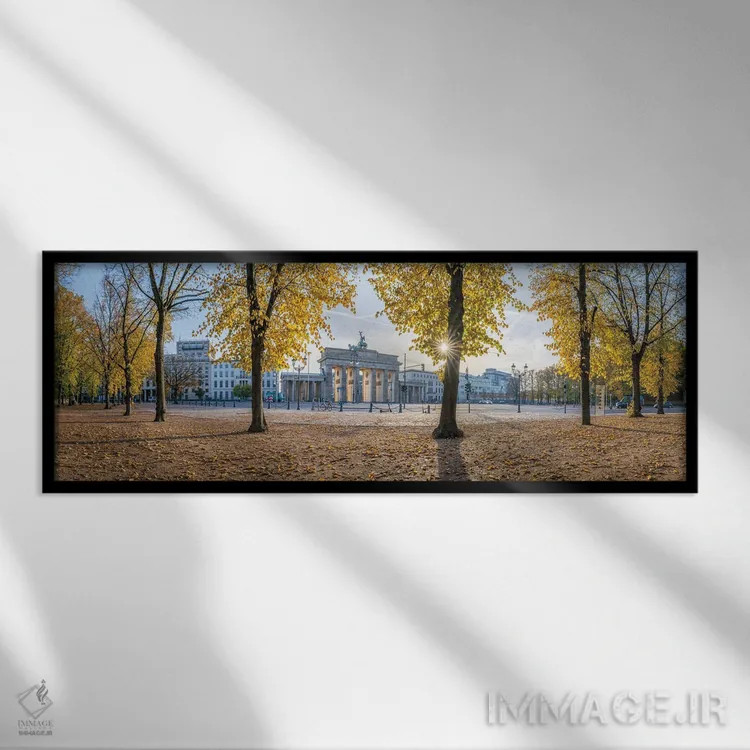 تابلو Berlin, Germany,نمای پانورامایی از دروازه براندنبورگ در فصل پاییز، برلین، آلمان اثر یان بکه - نمای قابدار مشکی