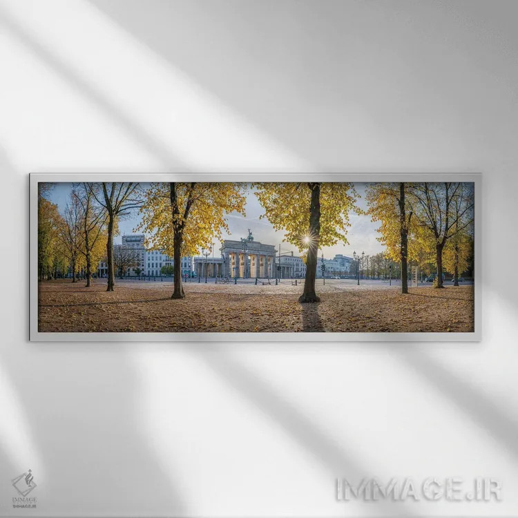 تابلو Berlin, Germany,نمای پانورامایی از دروازه براندنبورگ در فصل پاییز، برلین، آلمان اثر یان بکه - نمای قابدار سفید