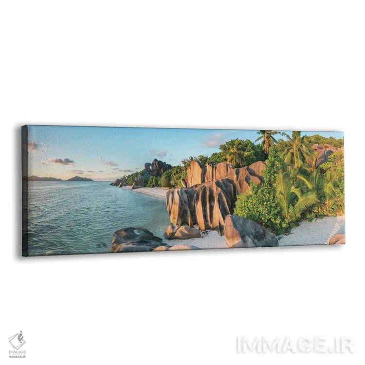 تابلو La Digue, Seychelles,ساحل آنس سورس دارژان هنگام غروب، لا دیگو، سیشل اثر یان بکه - نمای پرسپکتیو محصول