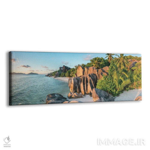 تابلو La Digue, Seychelles,ساحل آنس سورس دارژان هنگام غروب، لا دیگو، سیشل اثر یان بکه - نمای پرسپکتیو محصول