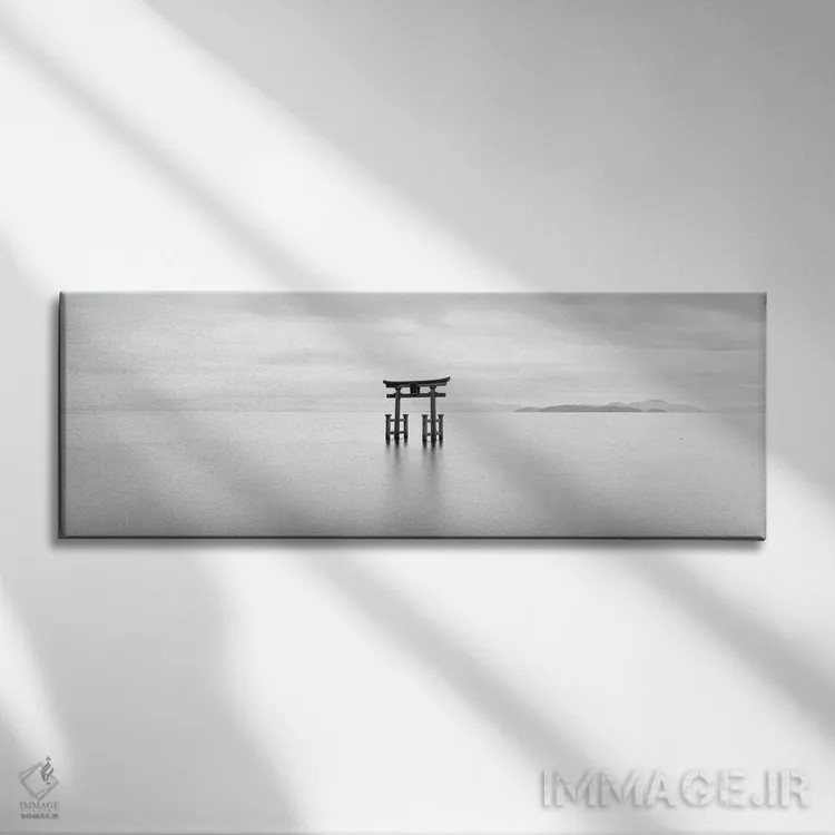 تابلو Shiga Prefecture, Japan,دروازه توری ژاپنی دریاچه بیوا، استان شیگا، ژاپن اثر یان بکه - نمای روبهرو روی دیوار