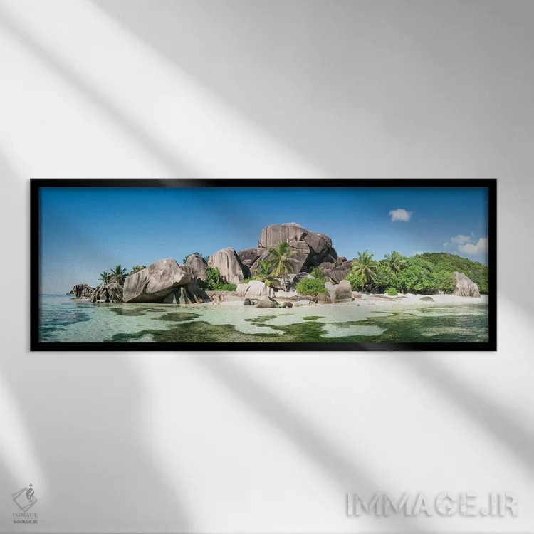 تابلو Seychelles,پانورامای جزیره لا دیگو، سیشل اثر یان بکه - نمای قابدار مشکی