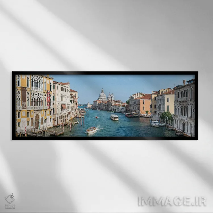 تابلو Venice, Italy,پانورامای گراند کانال در تابستان، ونیز، ایتالیا اثر یان بکه - نمای قابدار مشکی
