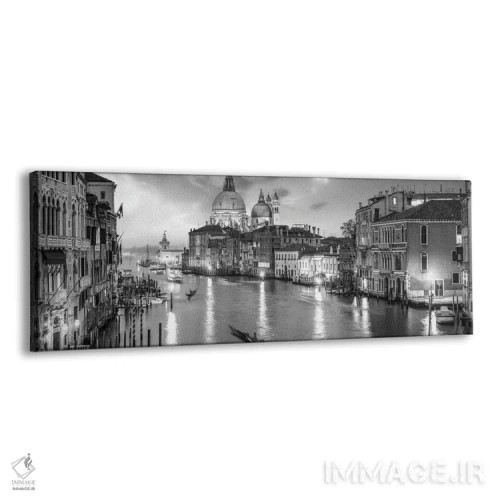 تابلو Venice, Italy,پانورامای کانال گراند به صورت سیاه و سفید، ونیز، ایتالیا اثر یان بکه - نمای پرسپکتیو محصول