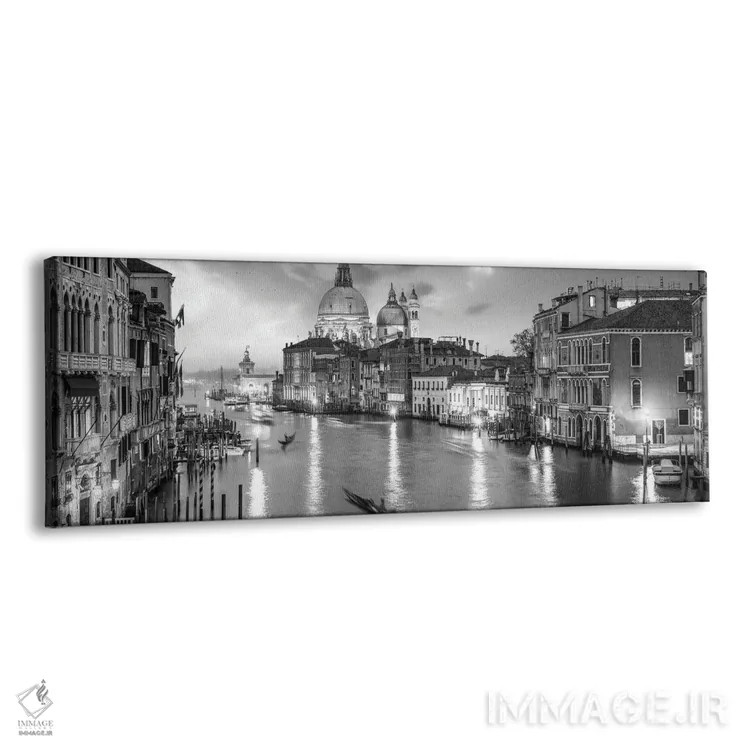 تابلو Venice, Italy,پانورامای کانال گراند به صورت سیاه و سفید، ونیز، ایتالیا اثر یان بکه - نمای پرسپکتیو محصول