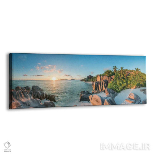تابلو Seychelles,پانورامای غروب در ساحل آنس سورس دارژان، جزیره لا دیگو، سیشل اثر یان بکه - نمای پرسپکتیو محصول