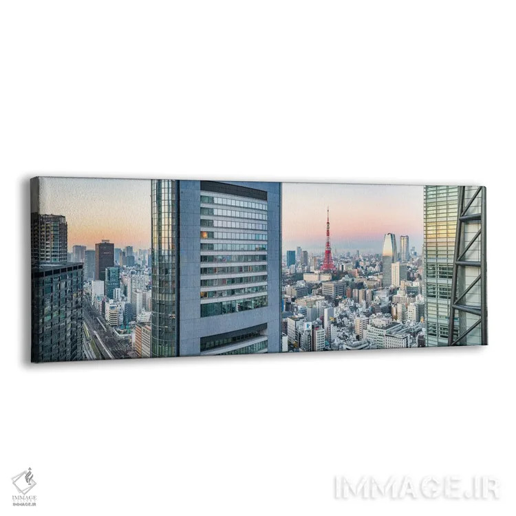 تابلو پانورامای افق توکیو با برج توکیو و ساختمانهای مدرن اداری اثر یان بکه - نمای پرسپکتیو محصول