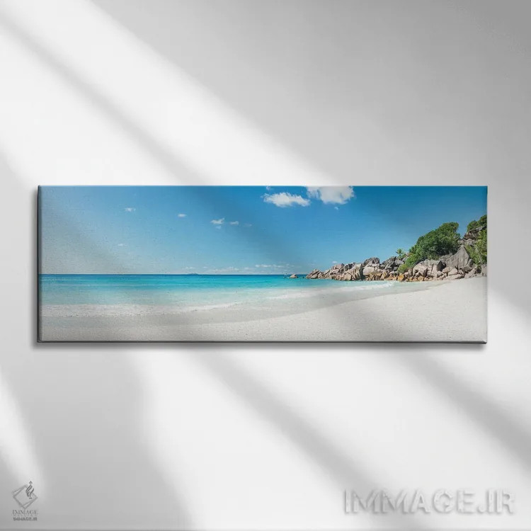 تابلو La Digue, Seychelles,پانورامای ساحل گراند آنس، لا دیگو، سیشل اثر یان بکه - نمای روبهرو روی دیوار