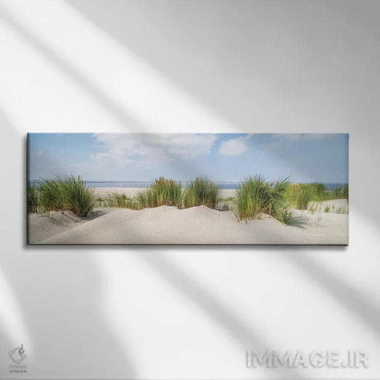 تابلو پانورامای ساحل شنی در تابستان اثر یان بکه - نمای روبهرو روی دیوار