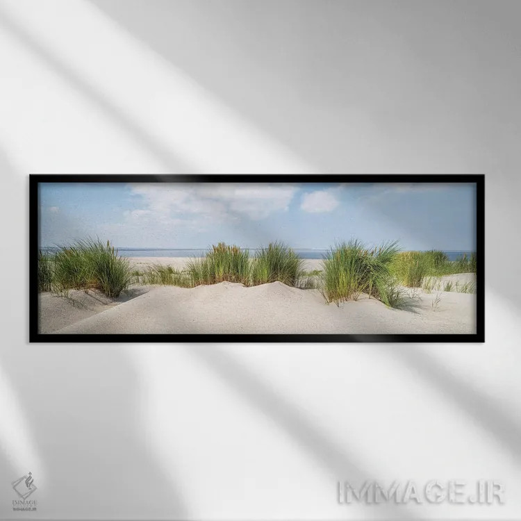 تابلو پانورامای ساحل شنی در تابستان اثر یان بکه - نمای قابدار مشکی