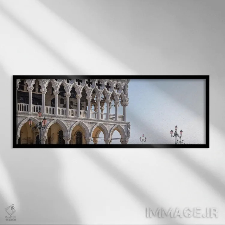 تابلو Italy,نمای پانوراما از پالازو دوکاله (کاخ دوجه) در ونیز، ایتالیا اثر یان بکه - نمای قابدار مشکی