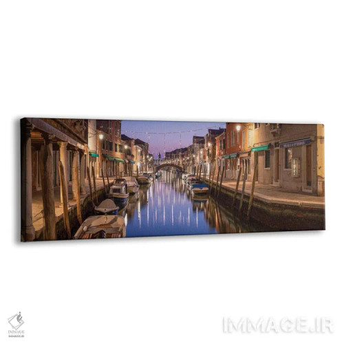 تابلو Murano Island, Venice, Italy,کانال شبانه با تزئینات کریسمس، جزیره مورانو، ونیز، ایتالیا اثر یان بکه - نمای پرسپکتیو محصول