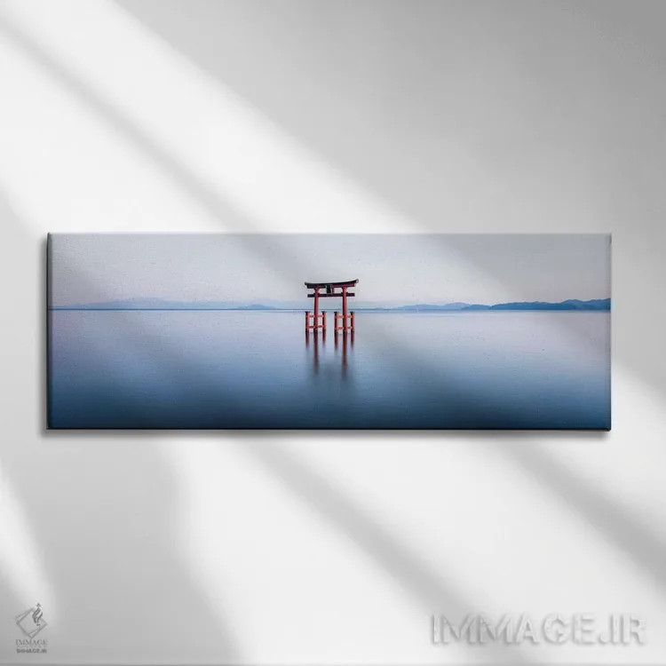 تابلو Japan,دروازه توری معلق در دریاچه بیوا، ژاپن اثر یان بکه - نمای روبهرو روی دیوار