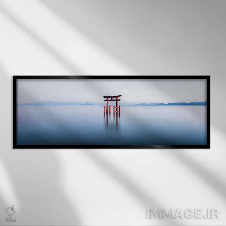 تابلو Japan,دروازه توری معلق در دریاچه بیوا، ژاپن اثر یان بکه - نمای قابدار مشکی