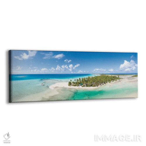 تابلو Tikehau Atoll, French Polynesia,پانورامای هوایی از تالاب آبی، آتول تیکهائو، پلینزی فرانسه اثر یان بکه - نمای پرسپکتیو محصول