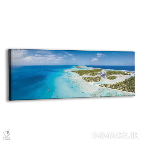 تابلو Tikehau Atoll, French Polynesia,نمای هوایی از تالاب آبی، آتول تیکهائو، پلینزی فرانسه اثر یان بکه - نمای پرسپکتیو محصول