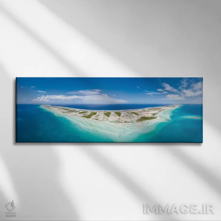تابلو French Polynesia,پانورامای هوایی از آتول تیکهائو، پلینزی فرانسه اثر یان بکه - نمای روبهرو روی دیوار