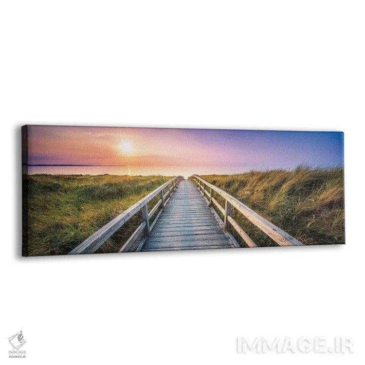 تابلو پانورامای زیبا از غروب خورشید در ساحل تپه شنی اثر یان بکه - نمای پرسپکتیو محصول