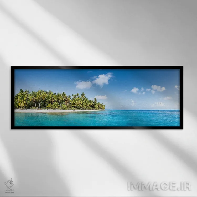 تابلو South Seas, French Polynesia,پانورامای جزیره استوایی، جنوب دریاها، پلینزی فرانسه اثر یان بکه - نمای قابدار مشکی