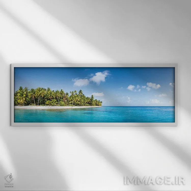 تابلو South Seas, French Polynesia,پانورامای جزیره استوایی، جنوب دریاها، پلینزی فرانسه اثر یان بکه - نمای قابدار سفید