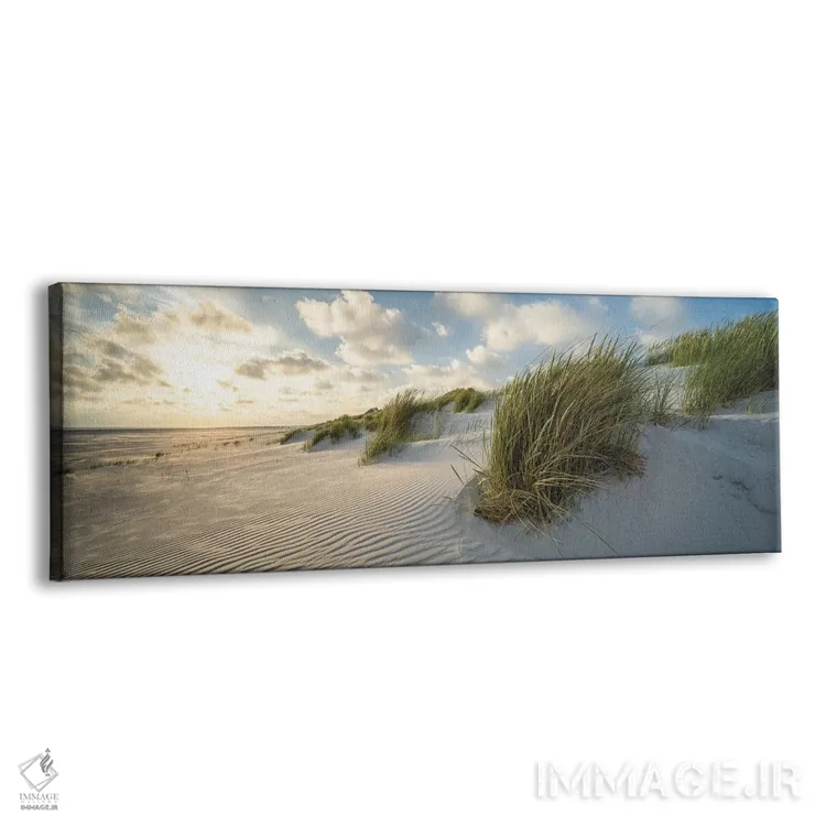تابلو پانورامای ساحل هنگام غروب با ابرها اثر یان بکه - نمای پرسپکتیو محصول