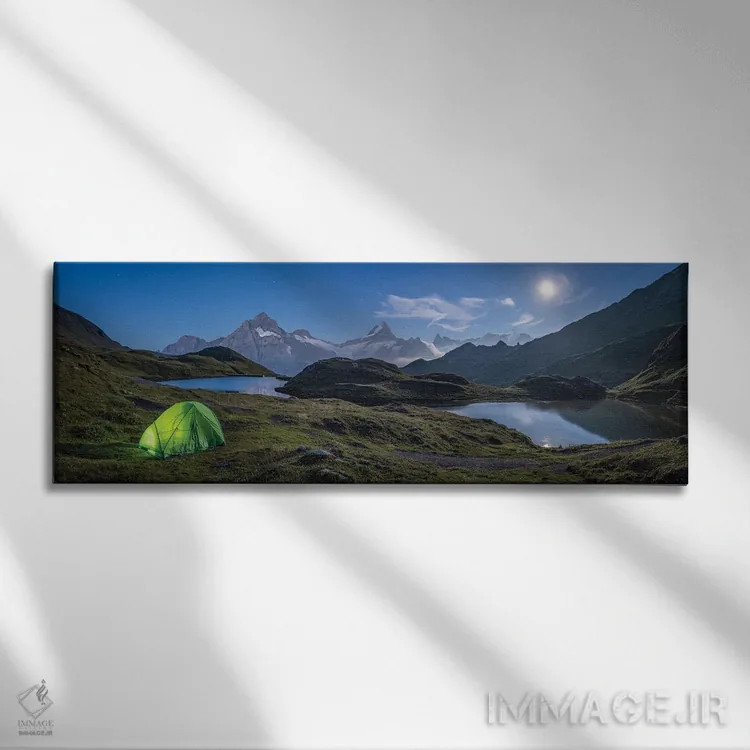تابلو Switzerland,ماه کامل در کنار دریاچه کوهستانی باخالپسه نزدیک گرینولد، سوئیس اثر یان بکه - نمای روبهرو روی دیوار