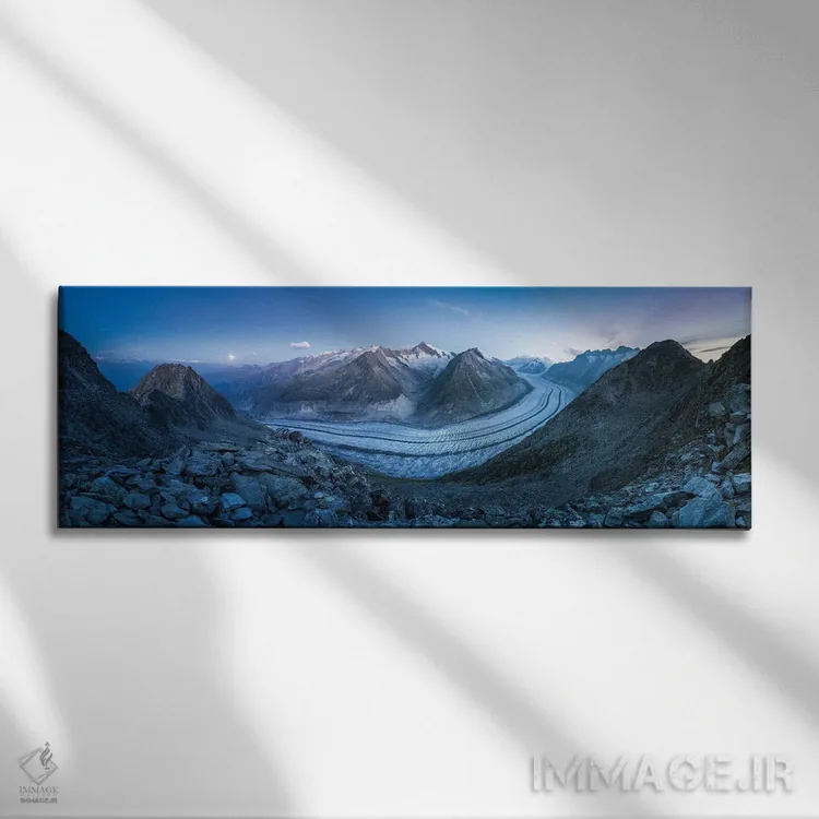 تابلو Swiss Alps, Valais, Switzerland,یخچال آلتش در شب، کوههای آلپ سوئیس، وله، سوئیس اثر یان بکه - نمای روبهرو روی دیوار