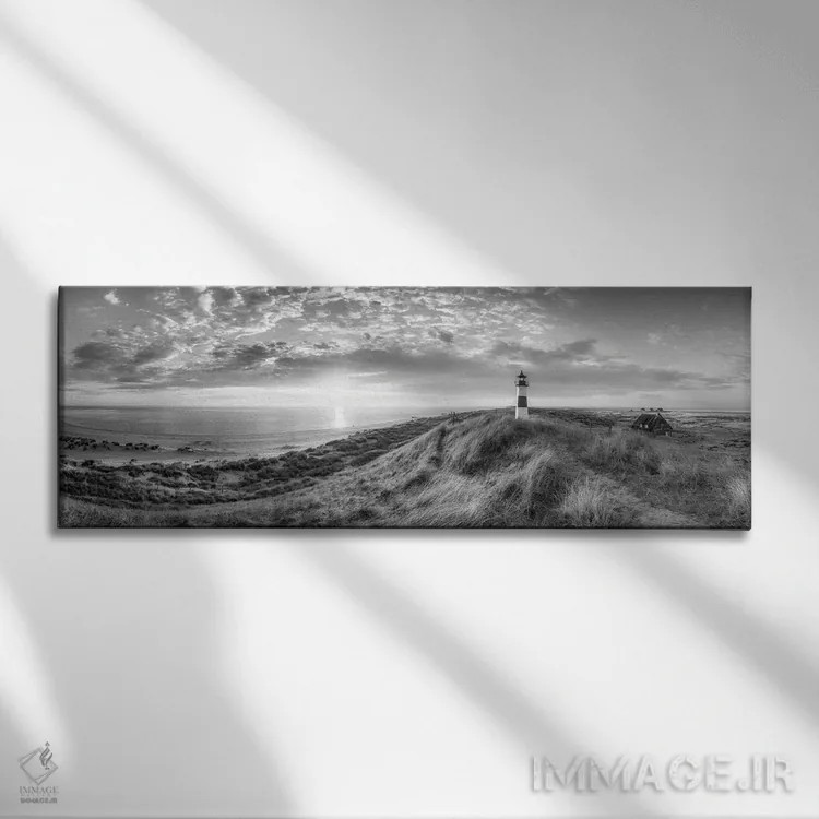 تابلو Sylt, Germany, Black And White,فانوس دریایی لیست اوست نزدیک ساحل دریای شمال، زولت، آلمان (سیاه و سفید) اثر یان بکه - نمای روبهرو روی دیوار