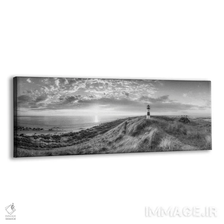 تابلو Sylt, Germany, Black And White,فانوس دریایی لیست اوست نزدیک ساحل دریای شمال، زولت، آلمان (سیاه و سفید) اثر یان بکه - نمای پرسپکتیو محصول