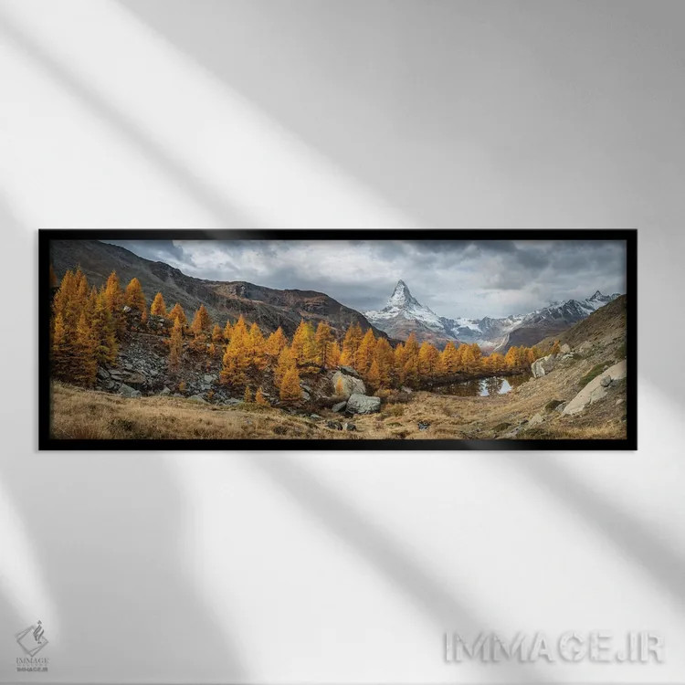 تابلو Zermatt, Switzerland,کوه ماترهورن در فصل پاییز، زرمات، سوئیس اثر یان بکه - نمای قابدار مشکی