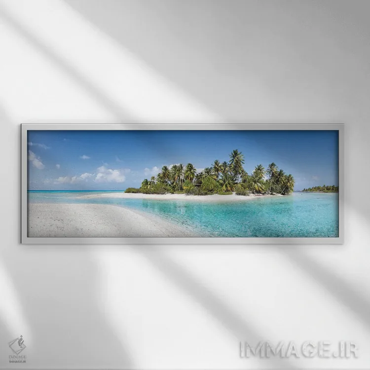 تابلو French Polynesia,پانورامای جزیره گرمسیری، پلینزی فرانسه اثر یان بکه - نمای قابدار سفید