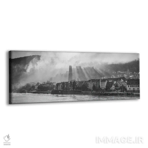 تابلو Germany, Black And White,پانورامای قلعه هایدلبرگ، آلمان (سیاه و سفید) اثر یان بکه - نمای پرسپکتیو محصول