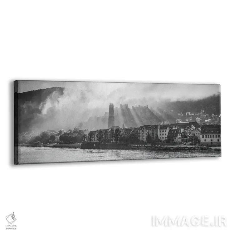 تابلو Germany, Black And White,پانورامای قلعه هایدلبرگ، آلمان (سیاه و سفید) اثر یان بکه - نمای پرسپکتیو محصول