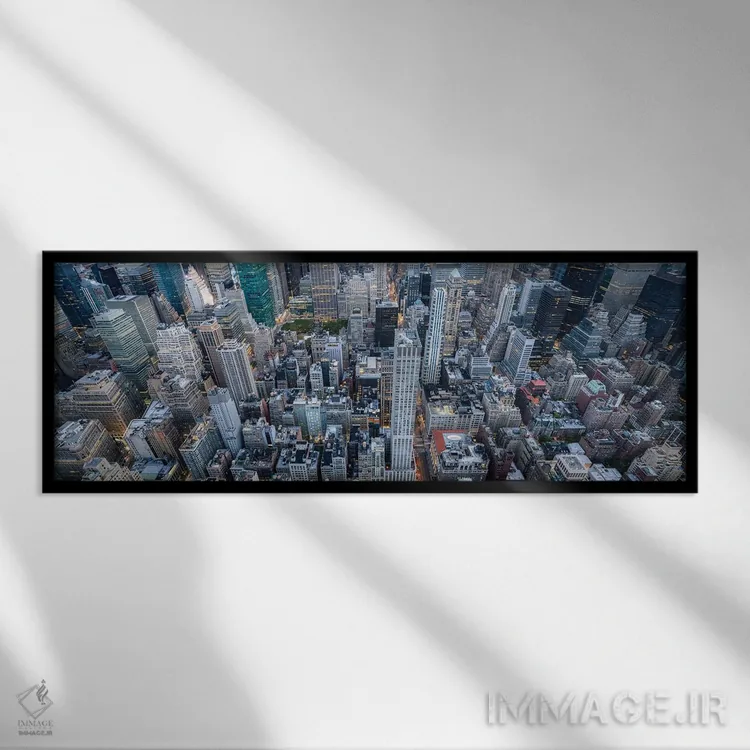 تابلو Midtown Manhattan, New York City,پانورامای آسمانخراشها، میدن تاون منهتن، نیویورک اثر یان بکه - نمای قابدار مشکی