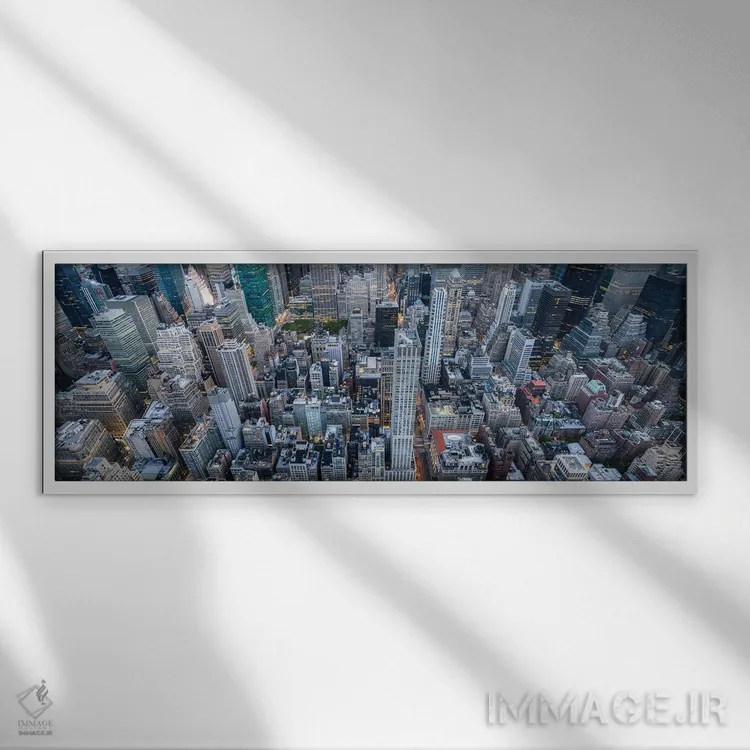 تابلو Midtown Manhattan, New York City,پانورامای آسمانخراشها، میدن تاون منهتن، نیویورک اثر یان بکه - نمای قابدار سفید