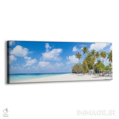 تابلو Maldives,پانورامای ساحل زیبا با درختان نخل، مالدیو اثر یان بکه - نمای پرسپکتیو محصول