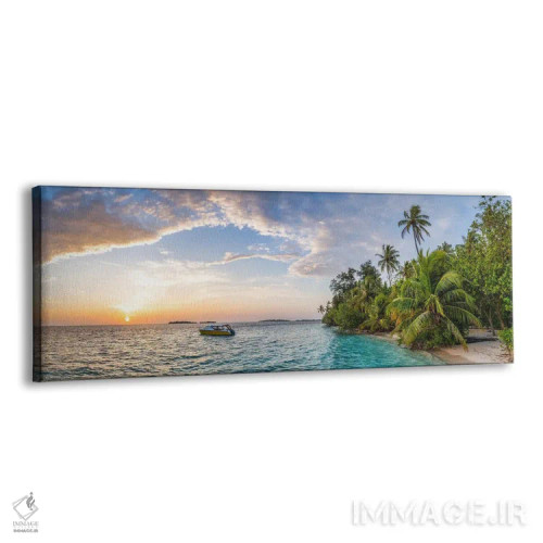 تابلو Maldives,پانورامای ساحل گرمسیری در طلوع آفتاب، مالدیو اثر یان بکه - نمای پرسپکتیو محصول