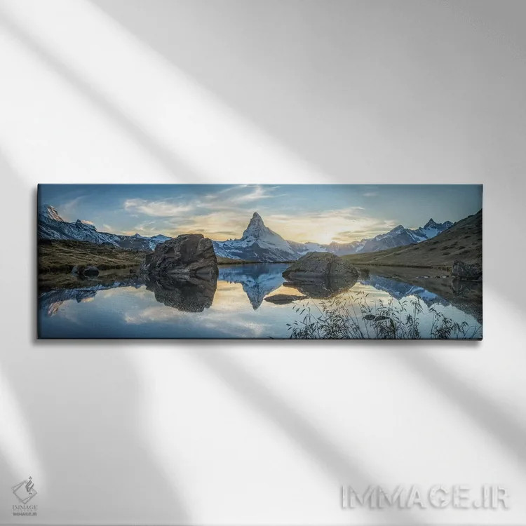 تابلو نمای زیبای ماترهورن و استلیزه در کوههای آلپ سوئیس اثر یان بکه - نمای روبهرو روی دیوار