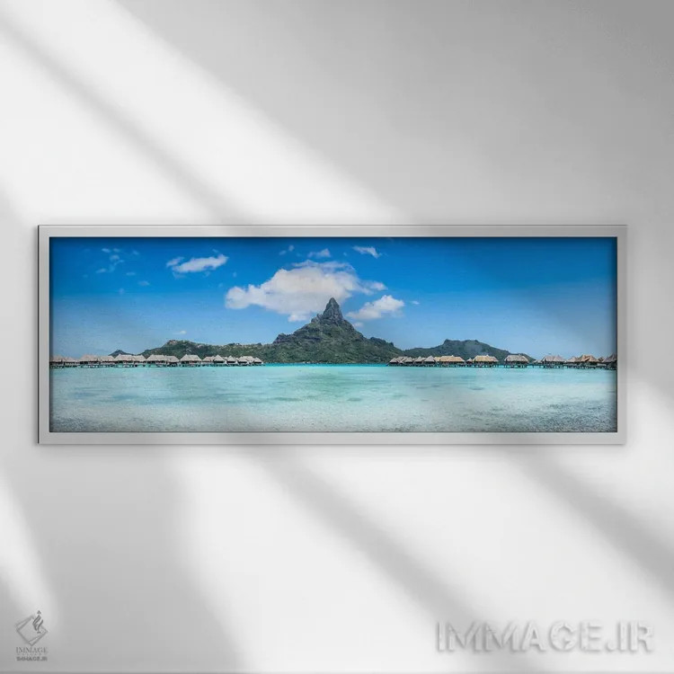 تابلو Bora Bora, French Polynesia,پانوراما از کوه اوتمنو (مون اوتمنو)، بورا بورا، پلینزی فرانسه اثر یان بکه - نمای قابدار سفید