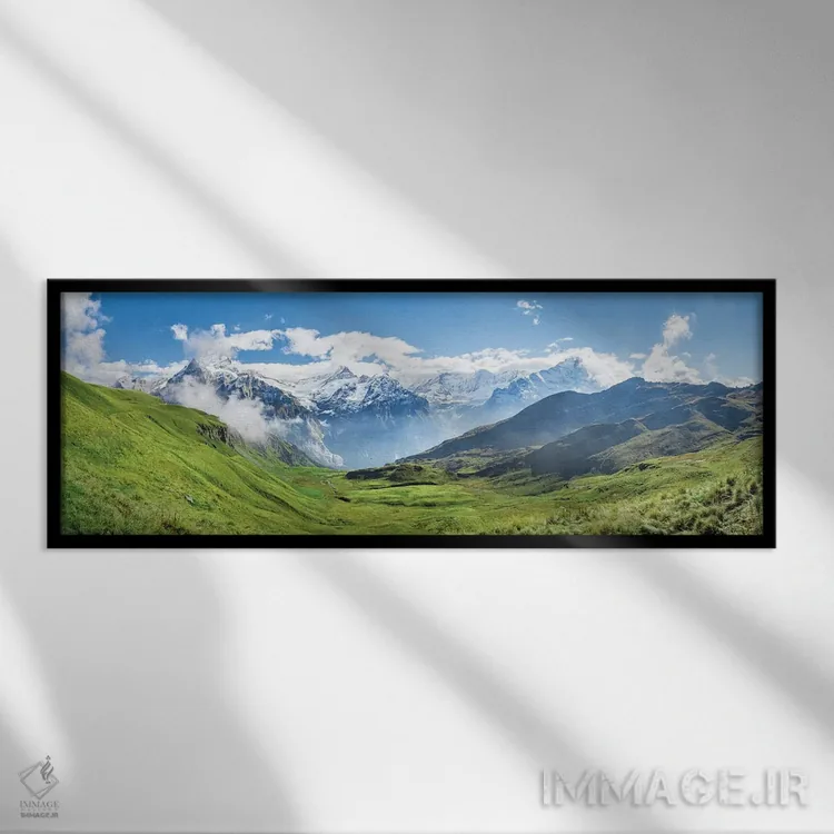 تابلو نمای دیدنی از آلپ نزدیک گرینلدوالد اثر یان بکه - نمای قابدار مشکی