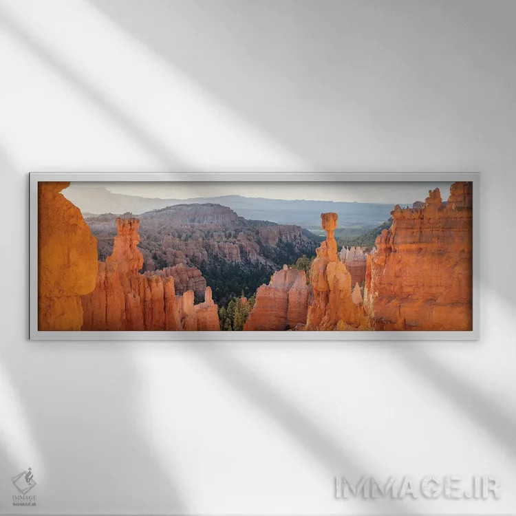 تابلو Bryce Canyon National Park, Utah, USA,نمای پانورامای پتک ثور در طلوع، پارک ملی برایس کنیون، یوتا، آمریکا اثر یان بکه - نمای قابدار سفید
