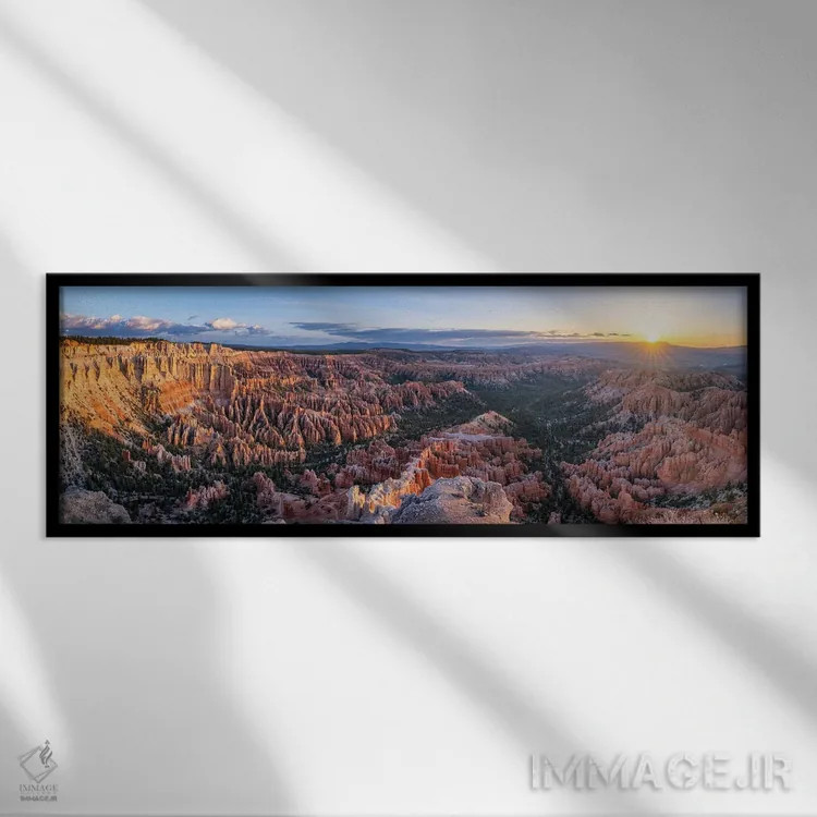 تابلو Bryce Canyon National Park, Utah, USA,پانوراما از پاینت برایس هنگام طلوع، پارک ملی برایس کنیون، یوتا، آمریکا اثر یان بکه - نمای قابدار مشکی